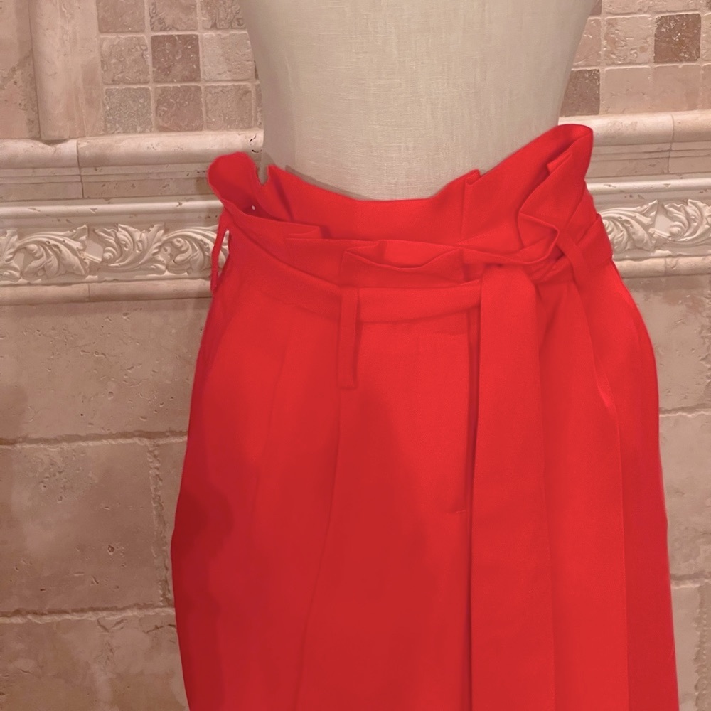 Boden Melina Paper Bag Waist Crop Red Pants - Picture 7 of 14